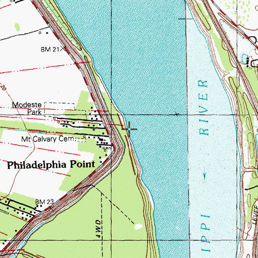 Topographic Map of Philadelphia Point Landing, LA