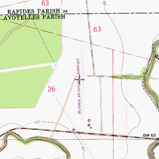 Topographic Map of Haas Landing Strip, LA