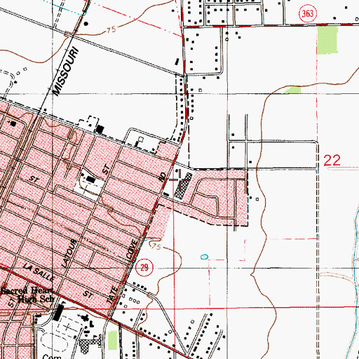Topographic Map of Highland Shopping Center, LA