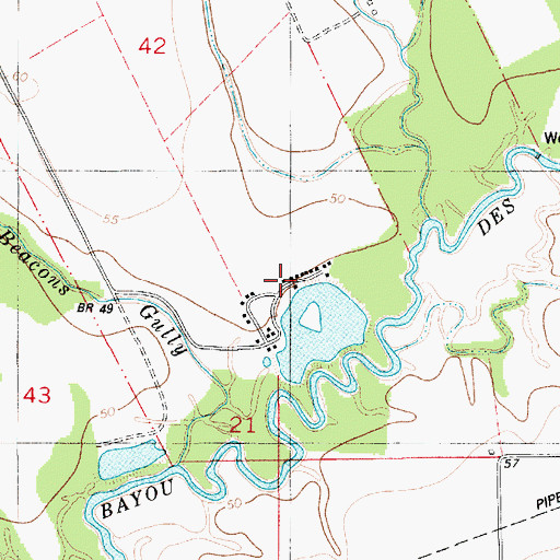 Topographic Map of Lake Hope Recreational Park, LA
