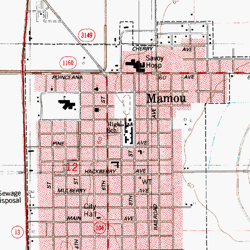 Topographic Map of Mamou High School, LA