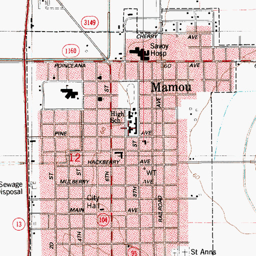 Topographic Map of Mamou Lower Elementary School (historical), LA