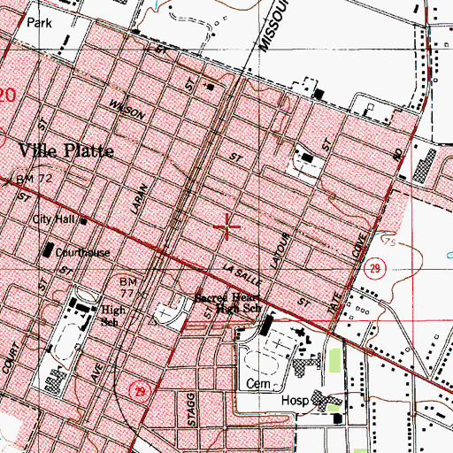 Topographic Map of Ville Platte Church of Christ, LA