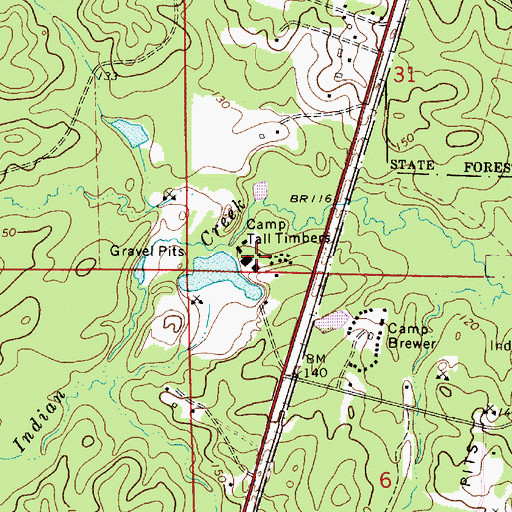 Topographic Map of Camp Tall Timbers, LA