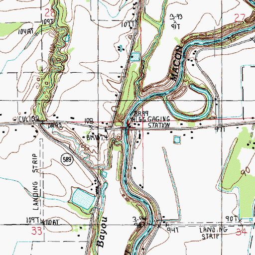 Topographic Map of Lanes Ferry Bridge, LA