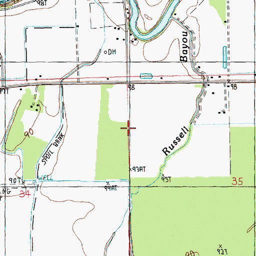 Topographic Map of Ruseell Bayou Oil Field, LA