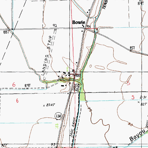 Topographic Map of Waddell, LA