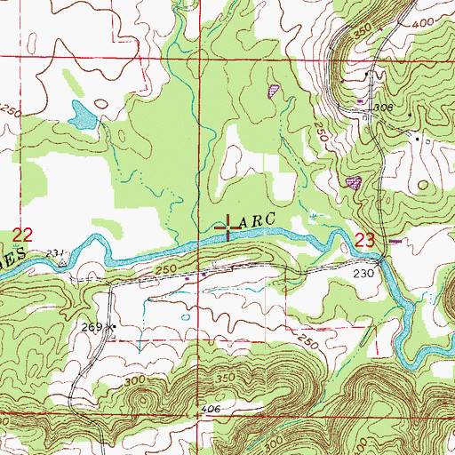 Topographic Map of Slayton Branch, AR