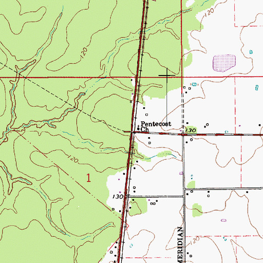 Topographic Map of Beale, LA