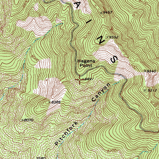 Topographic Map of Hagens Point, AZ