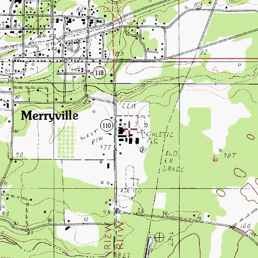 Topographic Map of Merryville High School, LA