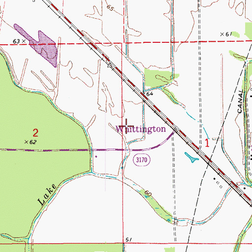 Topographic Map of Whittington, LA