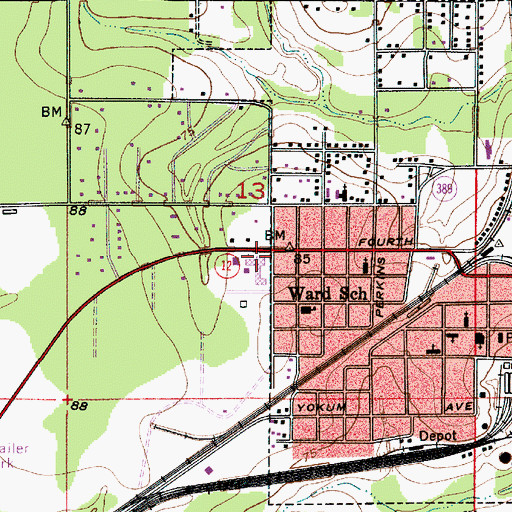 Topographic Map of DeQuincy High School, LA