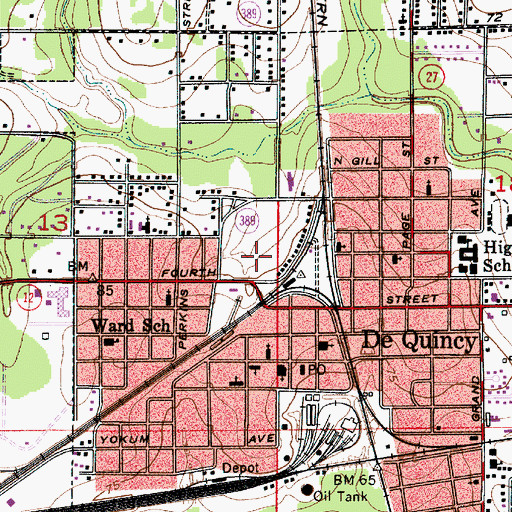 Topographic Map of Dequincy Memorial Hospital, LA