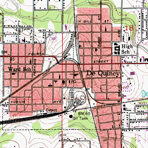 Topographic Map of DeQuincy United Methodist Church, LA