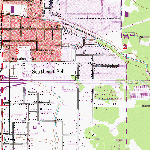 Topographic Map of Grace Baptist Church, LA