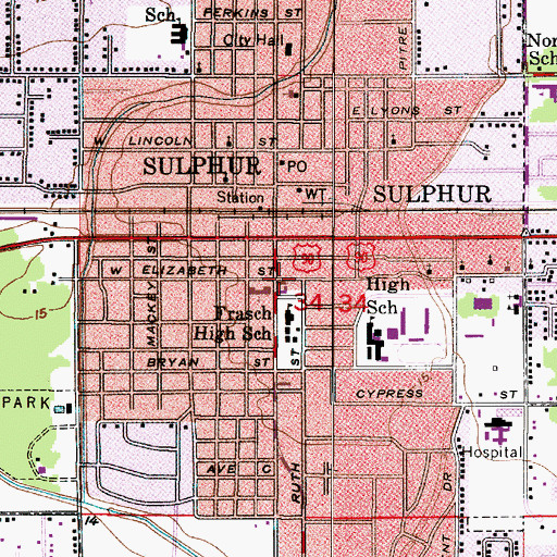 Topographic Map of Henning Memorial United Methodist Church, LA