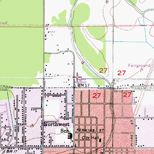 Topographic Map of Leblanc Middle School, LA