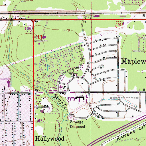 Topographic Map of Maplewood Branch Library, LA