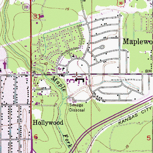 Topographic Map of Maplewood Middle School, LA