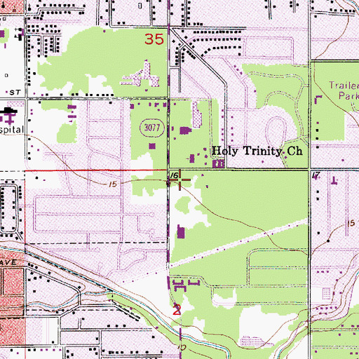 Topographic Map of Parish Village Shopping Center, LA