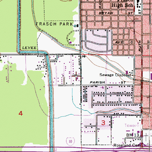 Topographic Map of Parkview Christian School, LA