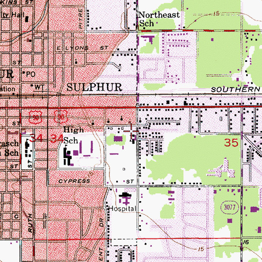Topographic Map of Saint Peter Claver Catholic Church, LA