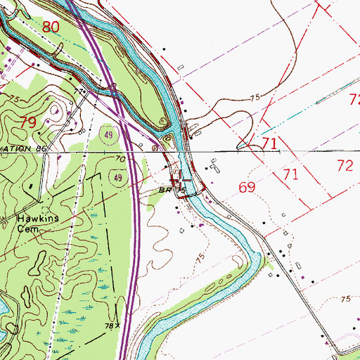Topographic Map of Carr Creek, LA