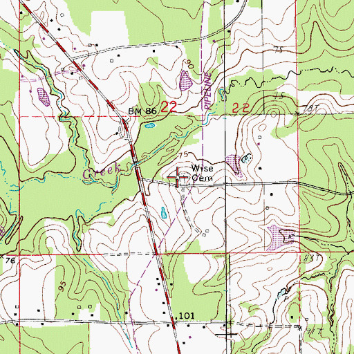 Topographic Map of Wise Chapel (historical), LA