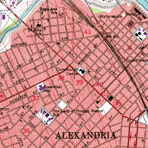 Topographic Map of Bolton Avenue Shopping Center, LA