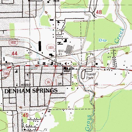 Topographic Map of Denham Mall Shopping Center, LA
