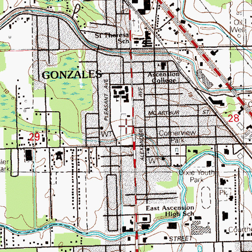 Topographic Map of Burnside Park, LA