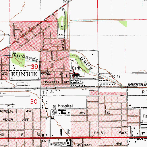 Topographic Map of East Elementary School, LA