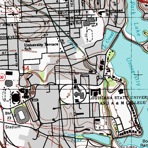 Topographic Map of Baptist Student Center, LA