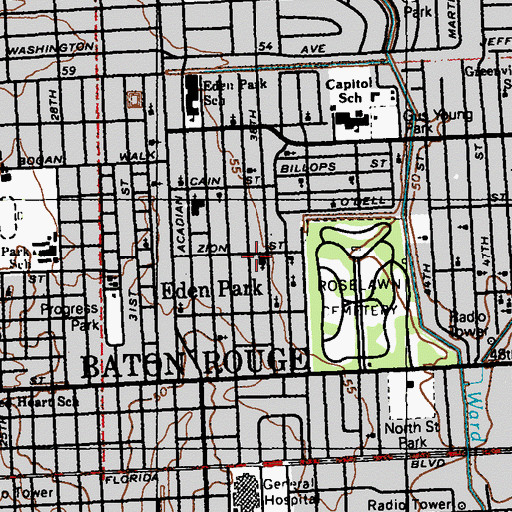 Topographic Map of Elm Grove Baptist Church, LA
