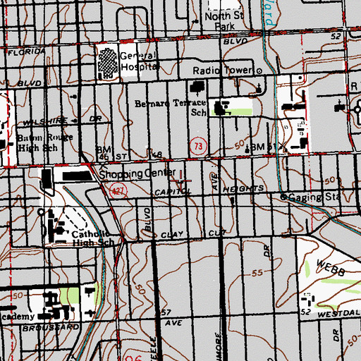 Topographic Map of Grace Baptist Church, LA