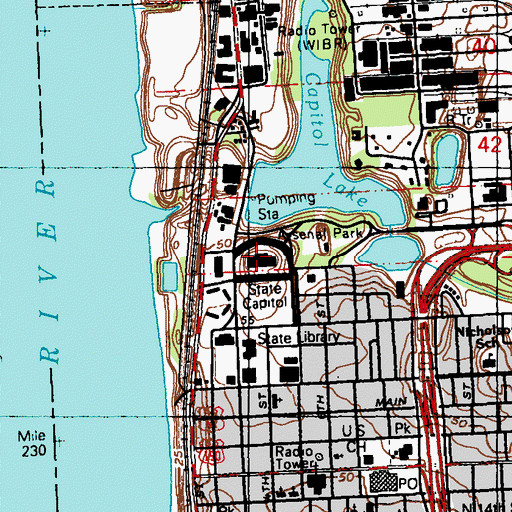 Topographic Map of Louisiana State Capitol, LA