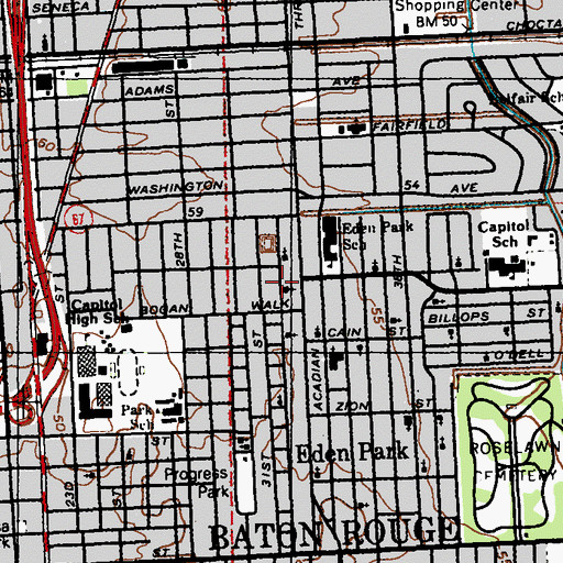 Topographic Map of North Thirtysecond Street Church of Christ, LA