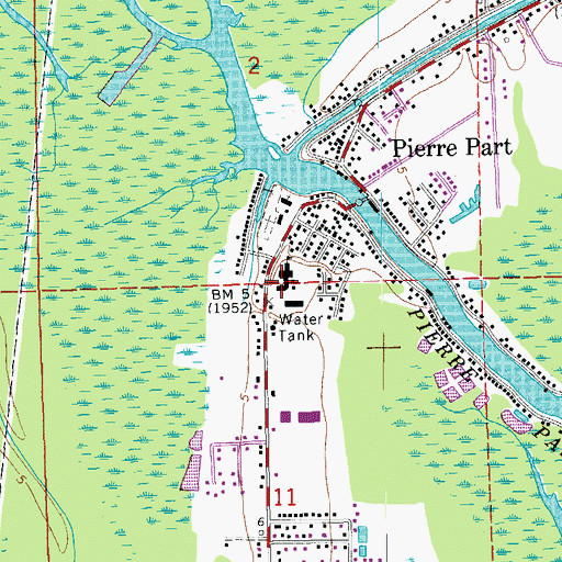 Topographic Map of Pierre Part Elementary School, LA