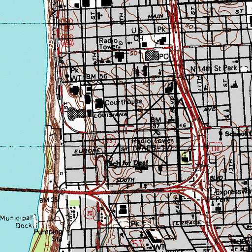 Topographic Map of Baton Rouge Fire Department Station 12, LA