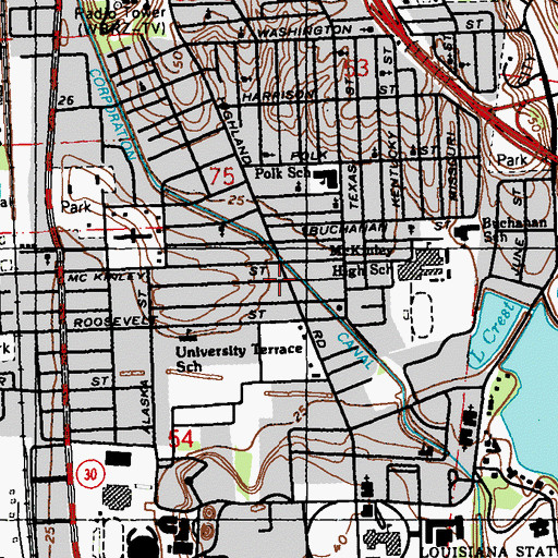 Topographic Map of Coles Plaza Shopping Center, LA