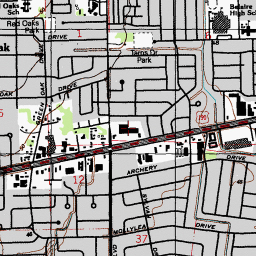 Topographic Map of Corner Square Shopping Center, LA