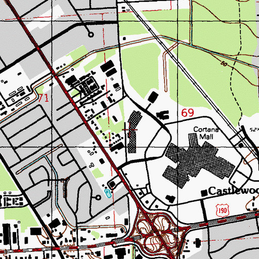 Topographic Map of Cortana Square Shopping Center, LA