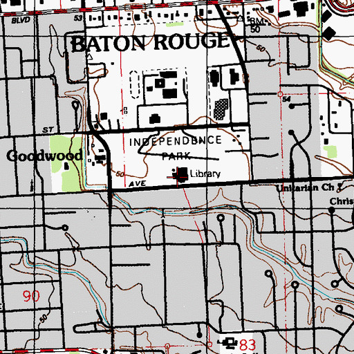 Topographic Map of East Baton Rouge Parish Library, LA