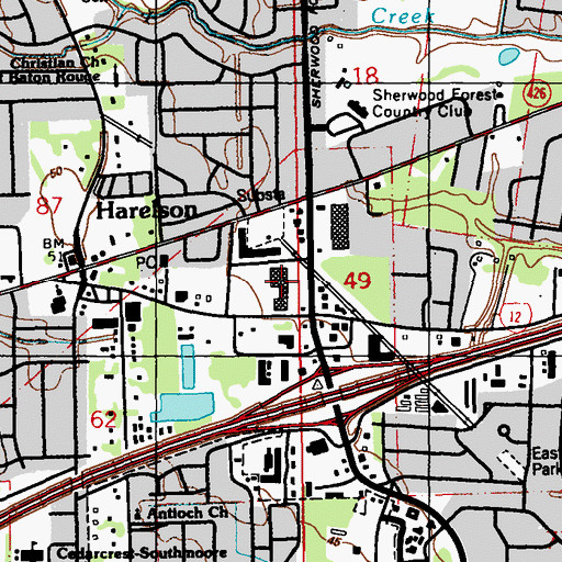 Topographic Map of Gateway Twelve Shopping Center, LA