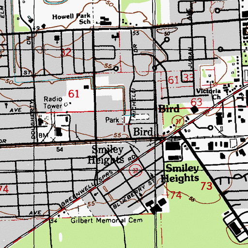 Topographic Map of Glory Land Baptist Church, LA