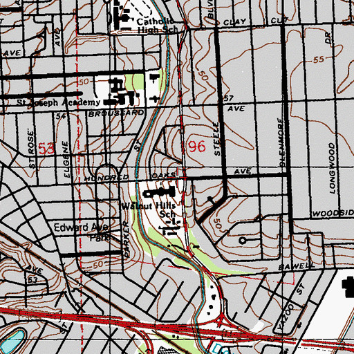 Topographic Map of Hundred Oaks, LA