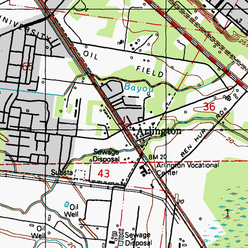 Topographic Map of Arlington, LA
