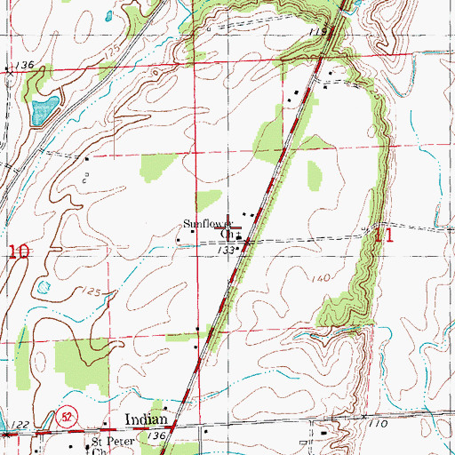 Topographic Map of Sunflower Church, AR