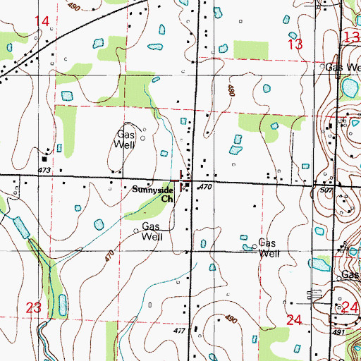 Topographic Map of Sunnyside Church, AR